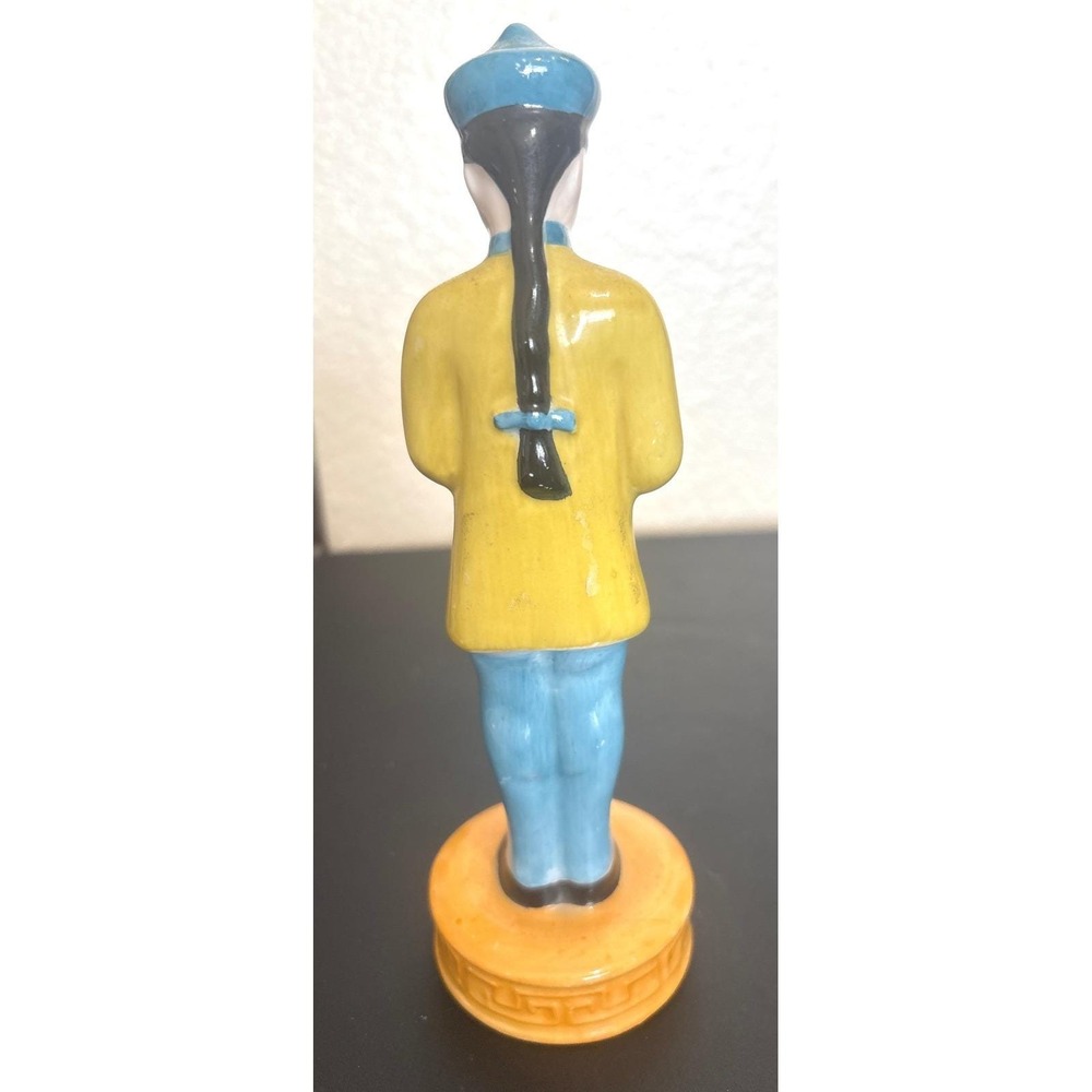 VTG Moriyama Occupied Japan Porcelain Figurine Man Yell/Blue 7.5" 1016 - Picture 4 of 7